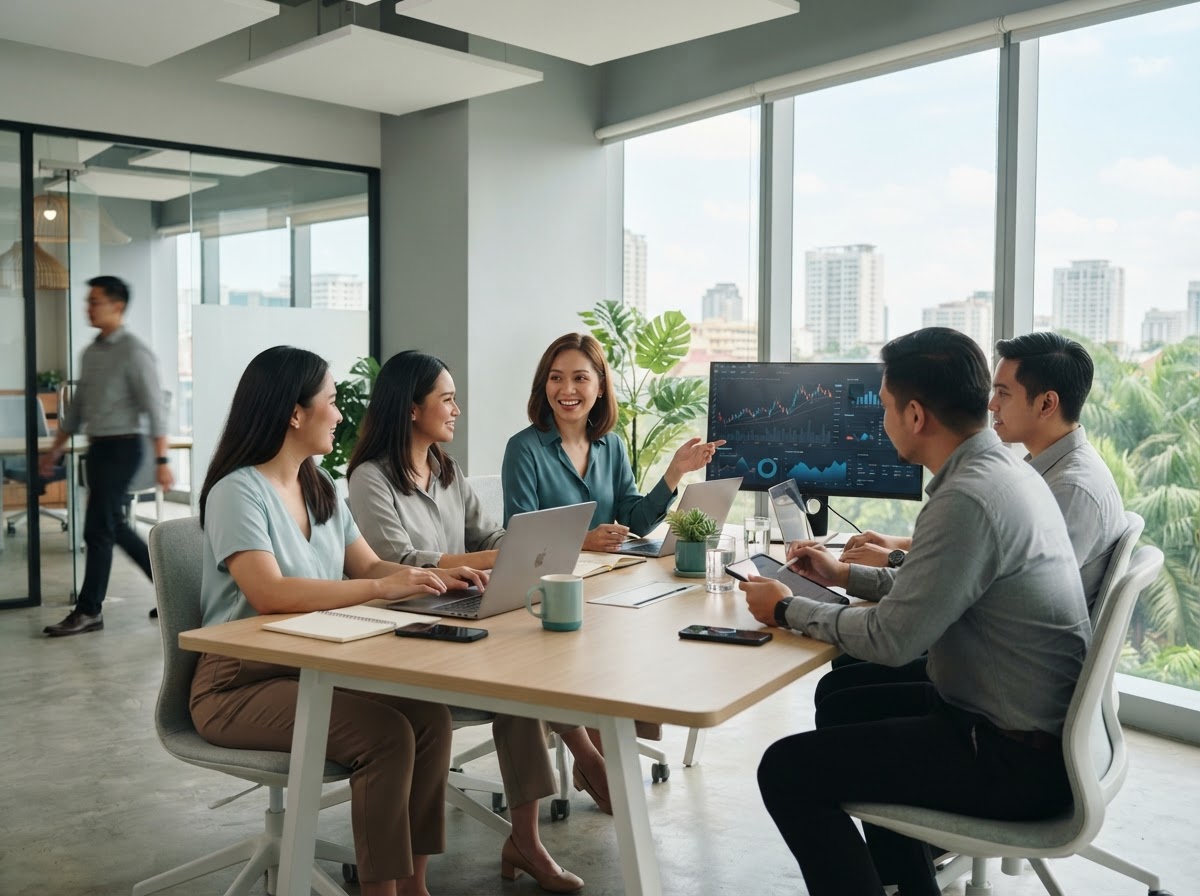 GLOBE analysts reviewing predictive market data on screen